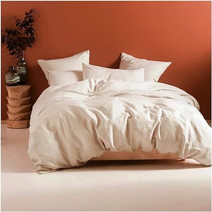 Eikei Washed Cotton Chambray Duvet Cover Solid Color Casual Modern Style Bedding Set Relaxed Soft... | Amazon (US)