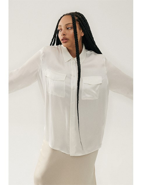 Silk Laundry Boyfriend Shirt | David Jones | David Jones (Australia & New Zealand)