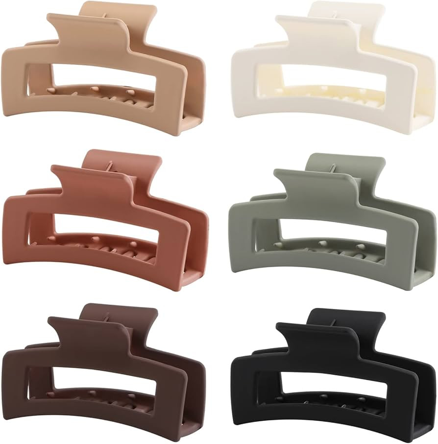 6 Pack Square Claw Clips for Women Girls, 3.5" Medium Non-slip Rectangular Matte Claws Strong Jum... | Amazon (US)
