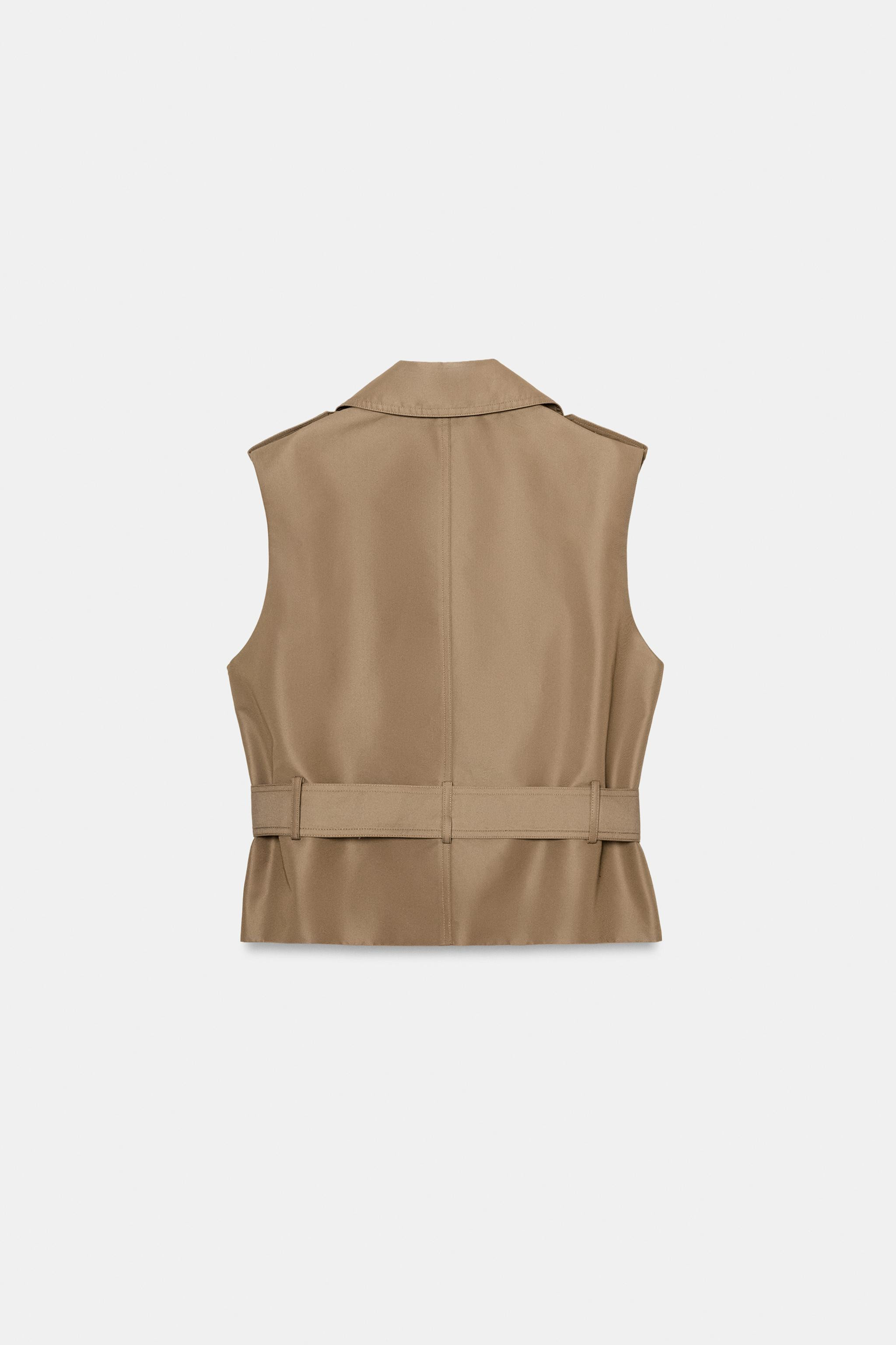DOUBLE-BREASTED BELTED SHOULDER PAD VEST | Zara US