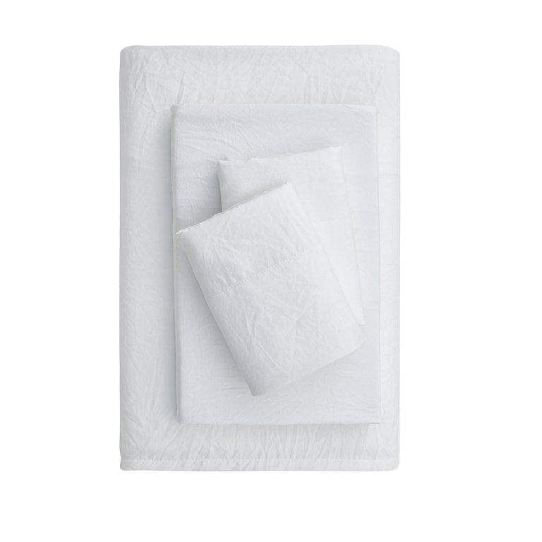 Mainstays Washed Ultra Soft Microfiber Bed Sheet Set, King, Arctic White, 4 Piece - Walmart.com | Walmart (US)
