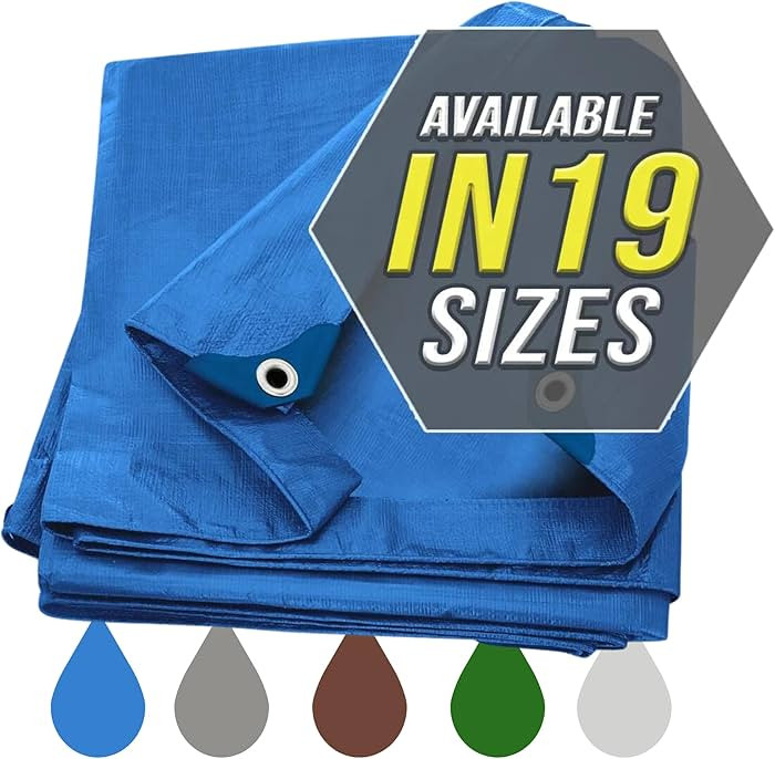 Large Waterproof Tarp Thick Poly Tarpaulin Ideal for Canopy Tents, Boats, RV or Pool Covers - Mul... | Amazon (US)