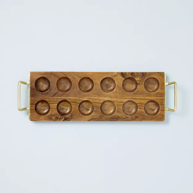 Wood Egg Tray with Metal Handles Brown/Gold - Hearth & Hand™ with Magnolia | Target