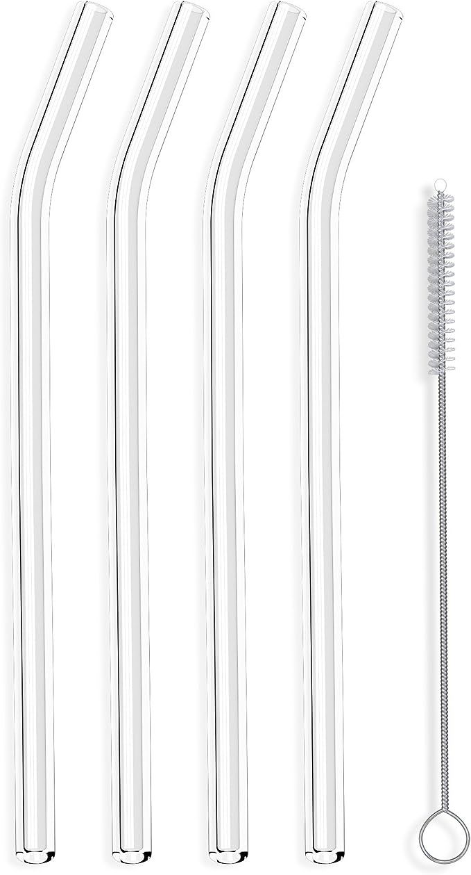 Hummingbird Glass Straws Clear Bent 9" x 9.5 mm Made With Pride In The USA - Perfect Reusable Str... | Amazon (US)