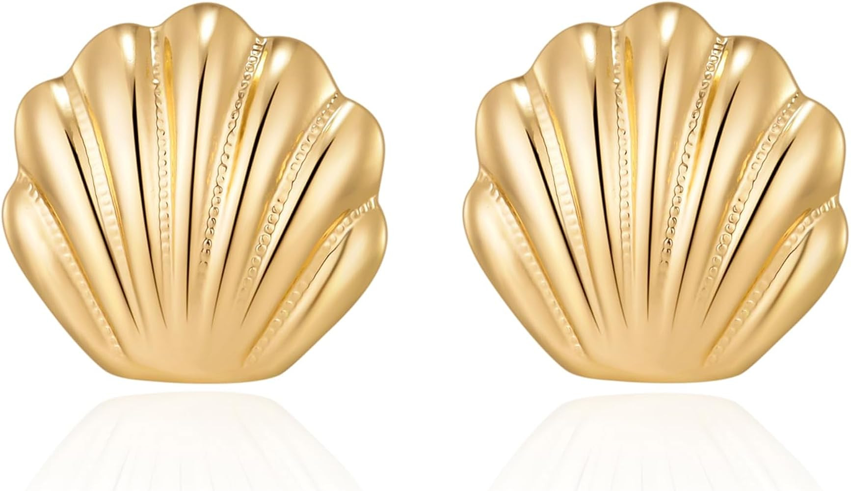 Gold Starfish Shell Earrings Conch Seashell Earrings Trendy Summer Boho Ocean Earrings Gold Chunk... | Amazon (US)