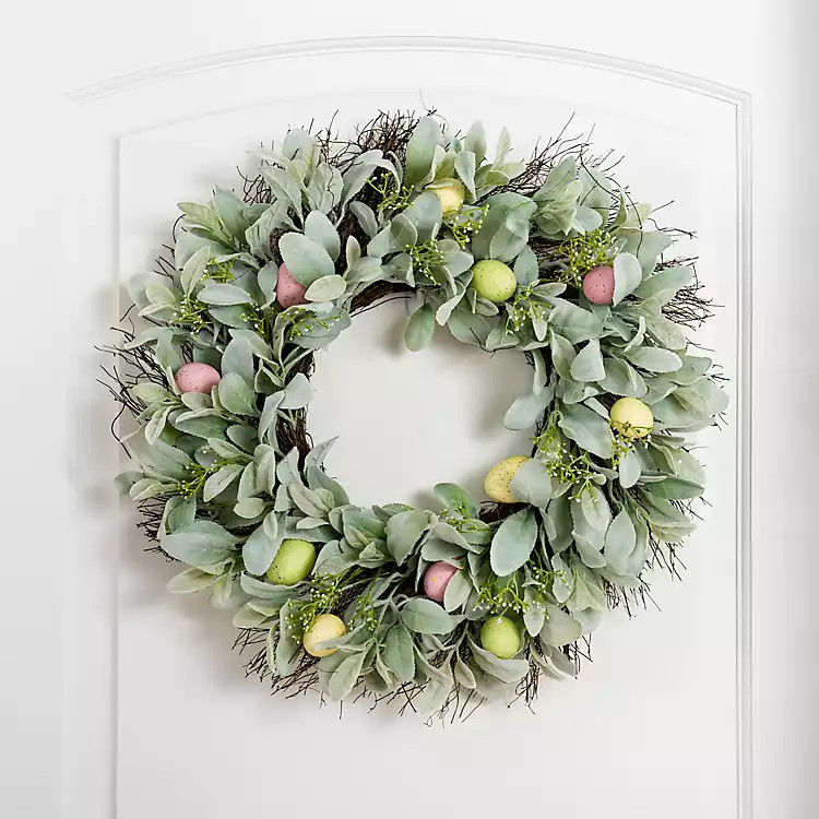 Lamb's Ear and Easter Eggs Wreath | Kirkland's Home