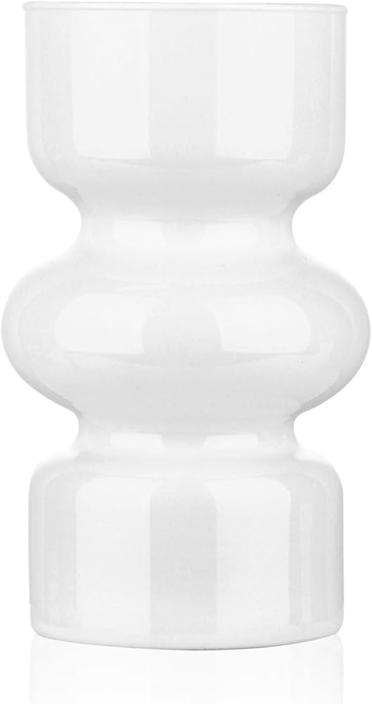 VanEnjoy White Glass Hydroponic Vase, Colored Glass vase Flower, Three-Layer 7 inch Cylinder vase... | Amazon (US)