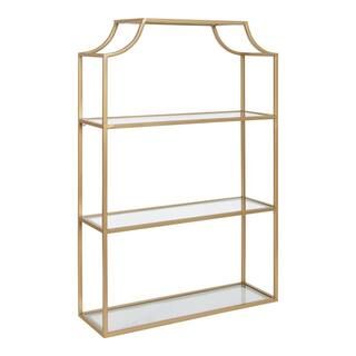 Kate and Laurel Ciel 6 in. x 20 in. x 30 in. Gold Metal Floating Decorative Wall Shelf Without Br... | The Home Depot