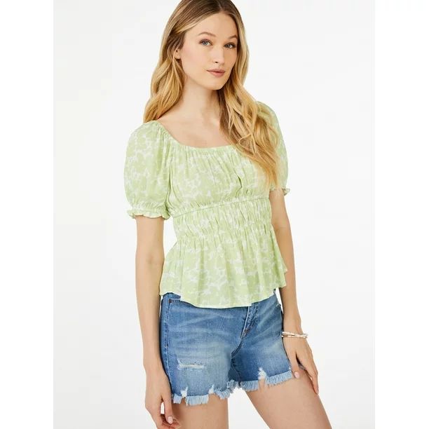 Scoop Short Sleeve Peasant Pullover Modern Fit Top (Women's) 1 Pack - Walmart.com | Walmart (US)