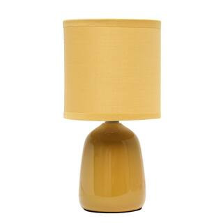 Simple Designs 10.04 in. Mustard Yellow Tall Traditional Ceramic Thimble Base Bedside Table Desk ... | The Home Depot