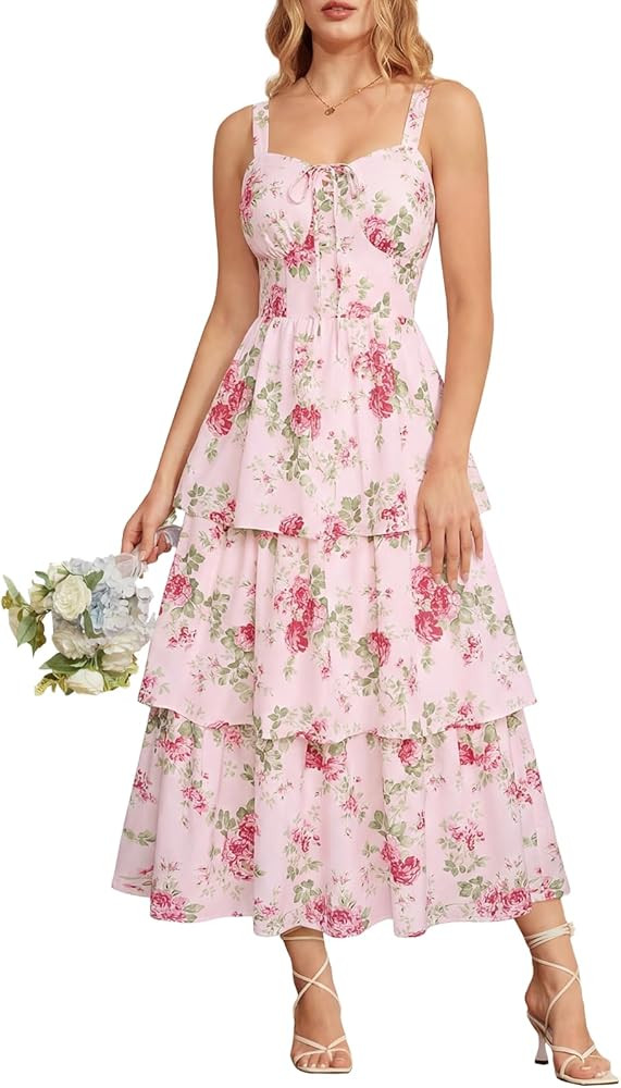 Scarlet Darkness Milkmaid Corset Dress for Women Summer Wedding Guest Dresses Cocktail Floral Sun... | Amazon (US)