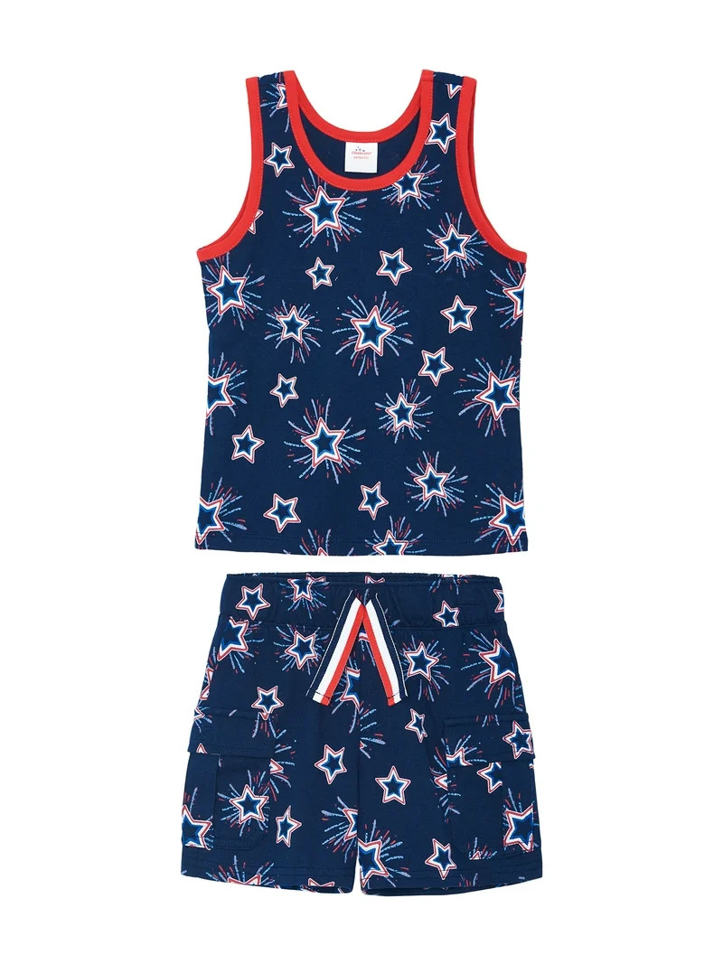 Way To Celebrate Toddler Boy Americana Tank and Short Set, 2 Pieces, Sizes 12M-5T | Walmart (US)