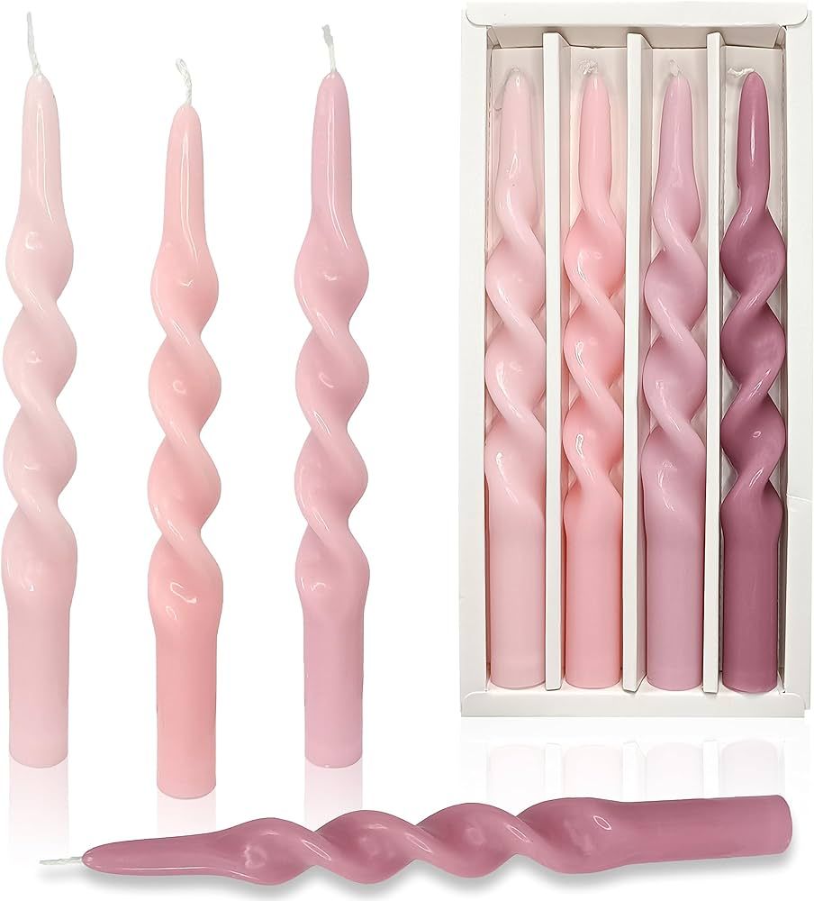 Set of 4 Pink Tapered Candles for Wedding Decor - Unscented Gradient Color Taper Candles - 10 inc... | Amazon (US)