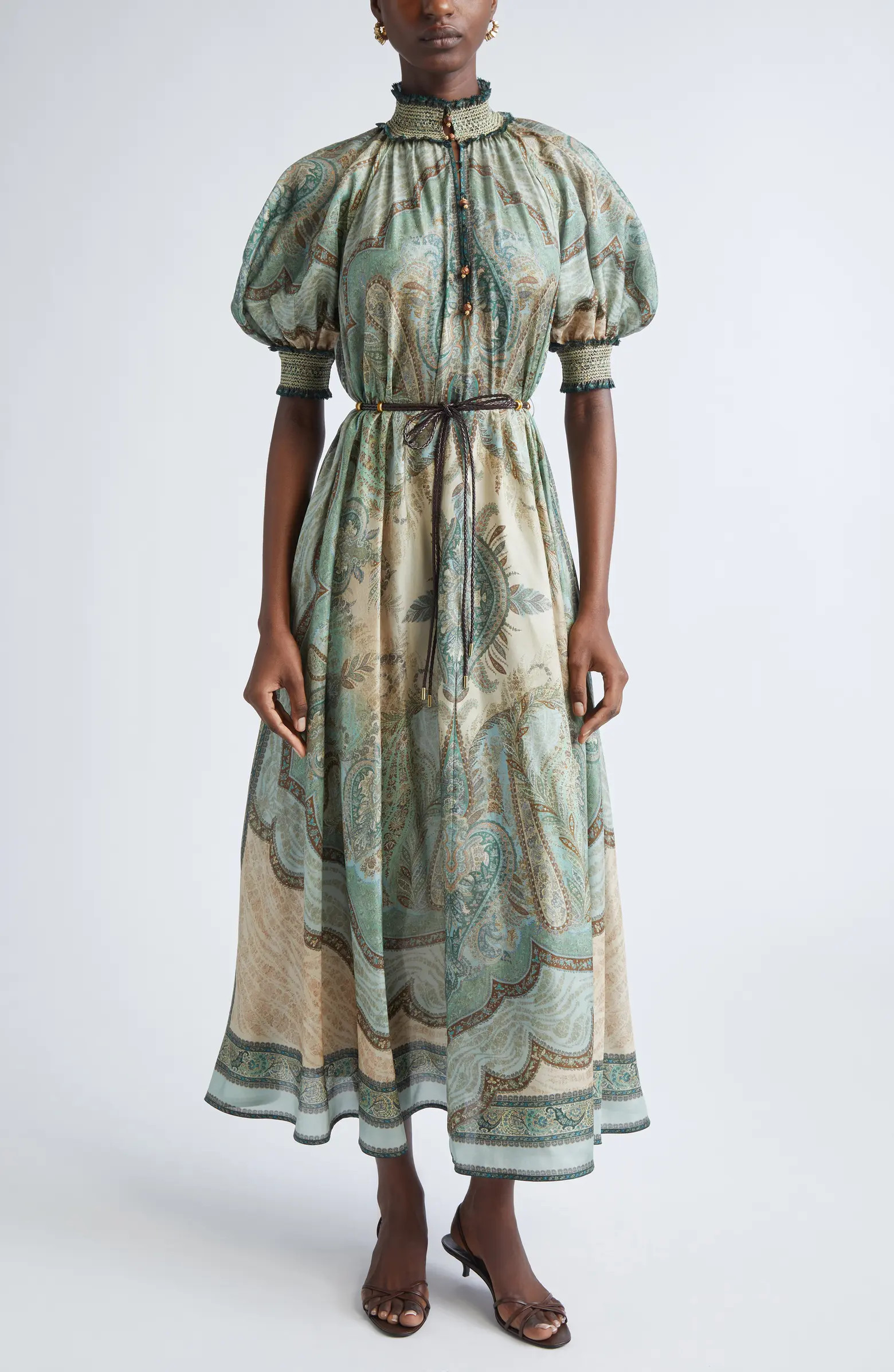 Zimmermann Wanderlust Paisley Billow Sleeve Belted Silk Maxi Dress | Nordstrom | Nordstrom