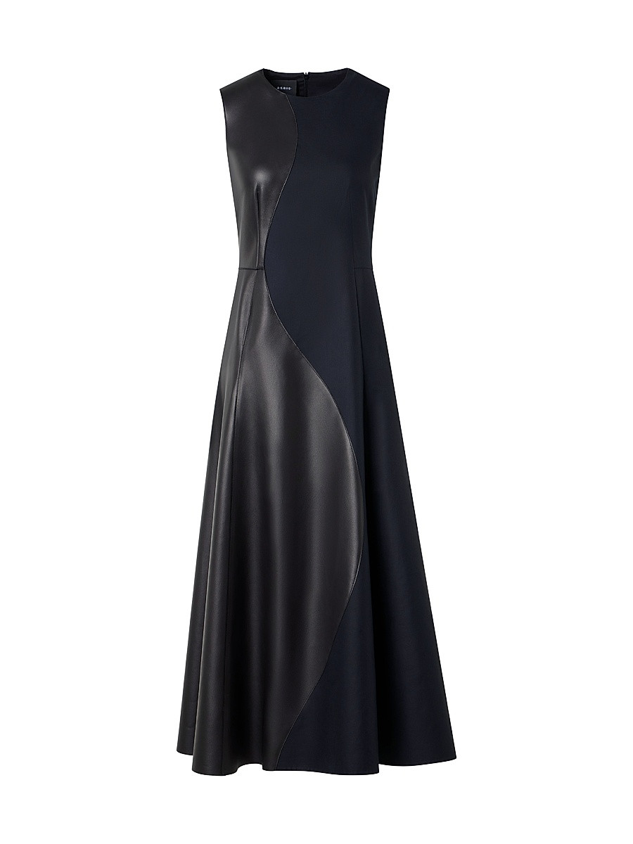 Women's Mixed Media Patchwork Midi-Dress - Black - Size 6 | Saks Fifth Avenue