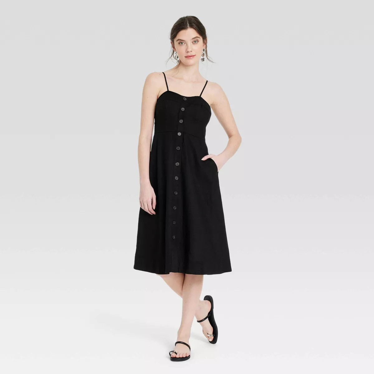 Women's Corset Linen Midi A-Line Dress - Universal Thread™ | Target