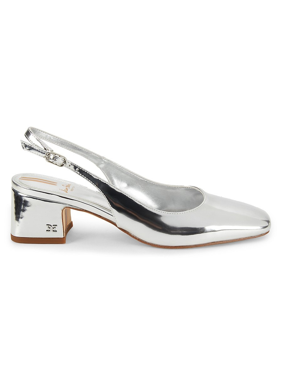 Sam Edelman Women's Terra 50MM Patent Leather Slingback Pumps - Soft Silver - Size 6.5 | Saks Fifth Avenue OFF 5TH