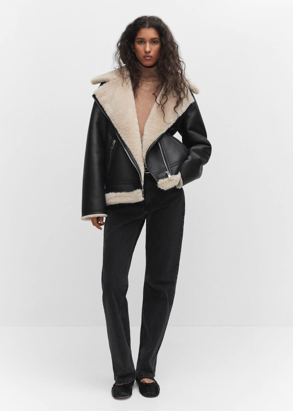 Faux shearling-lined jacket -  Women | Mango USA | MANGO (US)