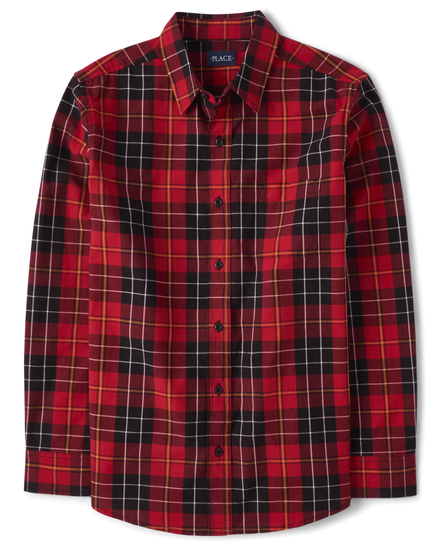 Mens Matching Family Plaid Poplin Button Up Shirt - classicred | The Children's Place