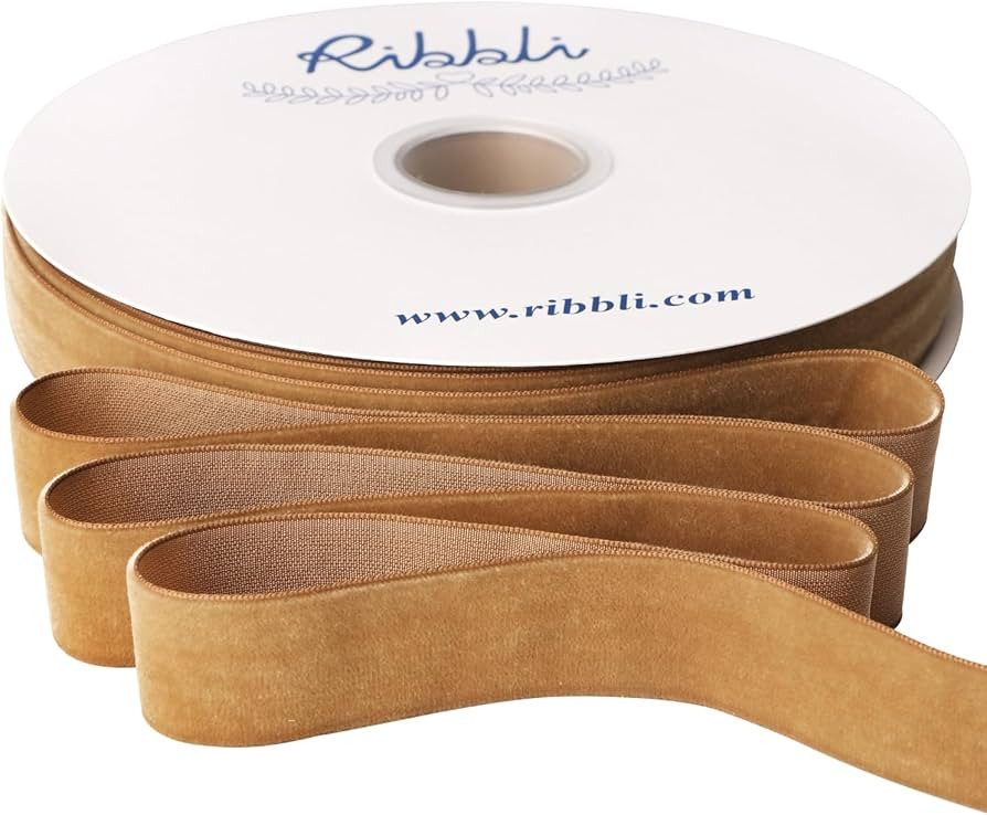 Ribbli Khaki Velvet Ribbon 1 Inches Continuous 25 Yard Spool Khaki Christmas Ribbon for Gift Wrap... | Amazon (US)