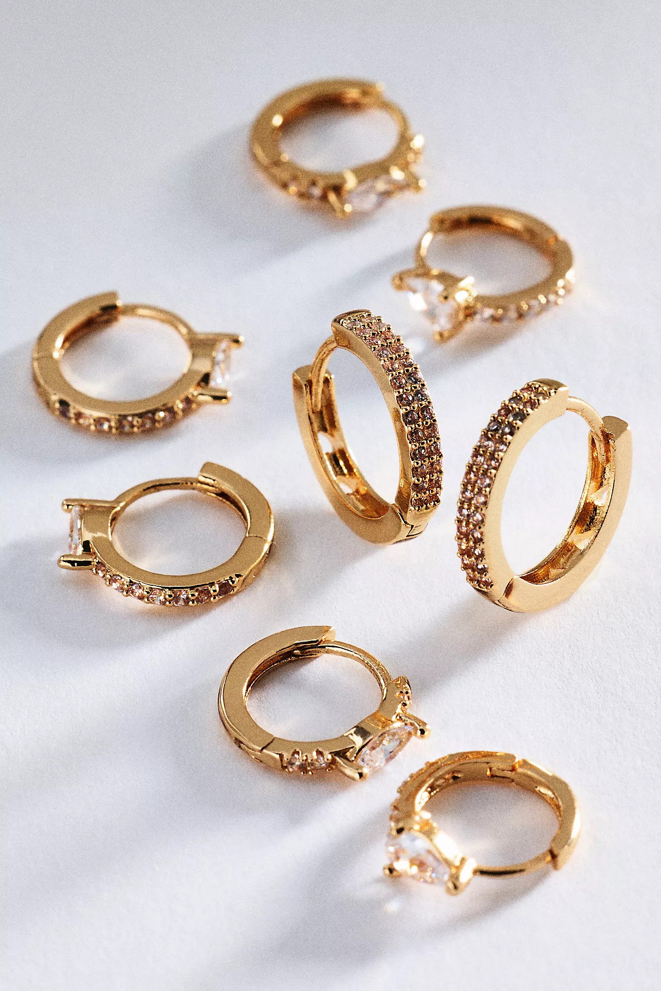 Crystal Huggie Hoop Earrings, Set of 4 | Anthropologie (US)