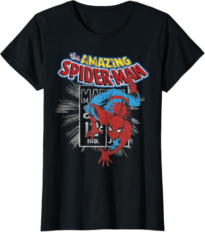 Marvel The Amazing Spider-Man Vintage Comic Poster T-Shirt | Amazon (US)