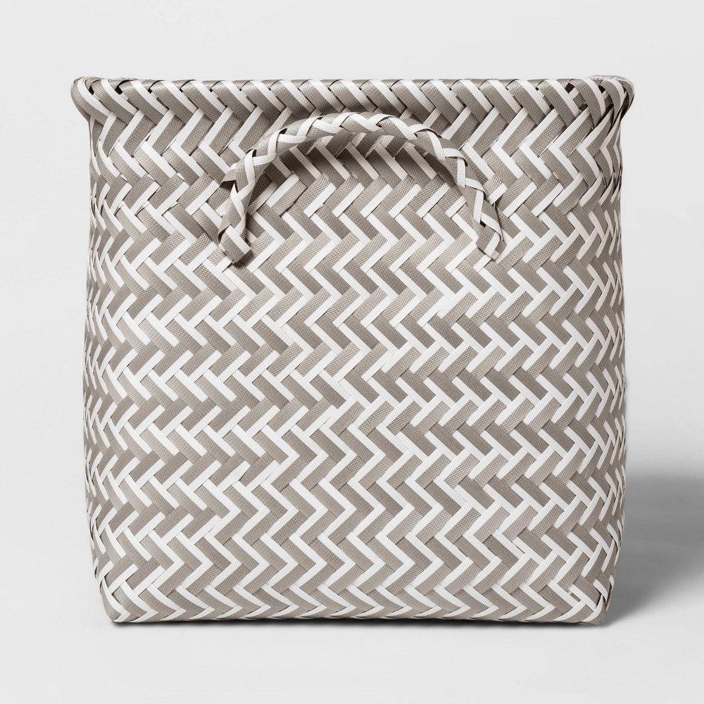 11"" PP Woven Cube Storage Bin White/Gray - Room Essentials | Target