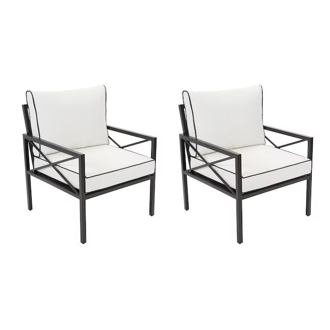 Style Selections Glenaire Set of 2 Frame Stationary Conversation Chair(s) with White Cushioned Se... | Lowe's