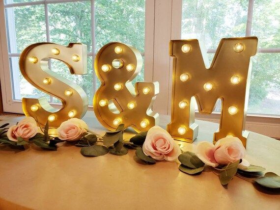 GOLD Wedding Marquee Letter | LED Light Up Letter/Metal Light Up Letters/Marquee Sign/Etsy Weddin... | Etsy (US)