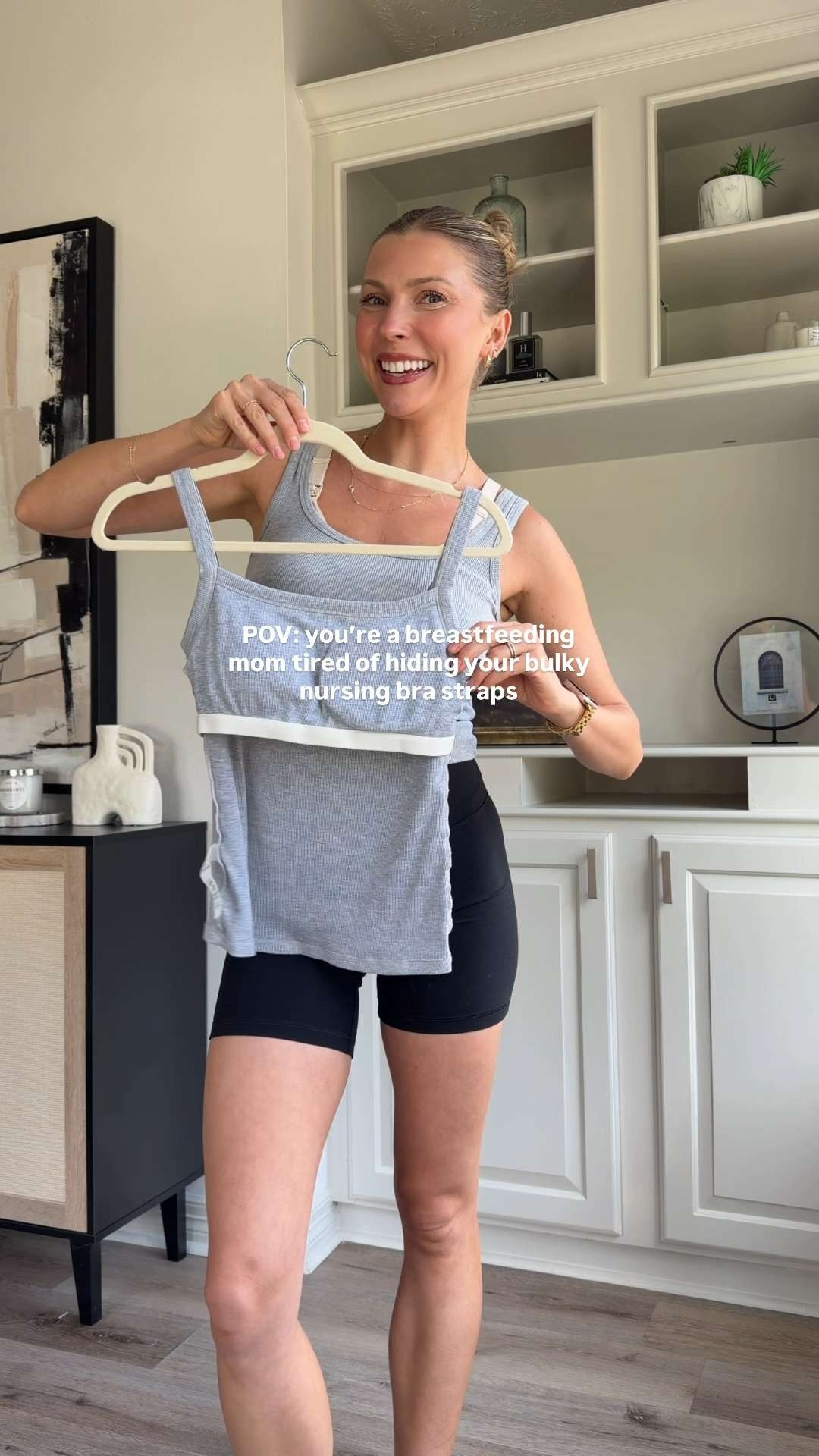 Different ways to style this grey bra tank! Wearing S in everything, 26 in denim shorts! 

 #LTKootd #LTKmomlife