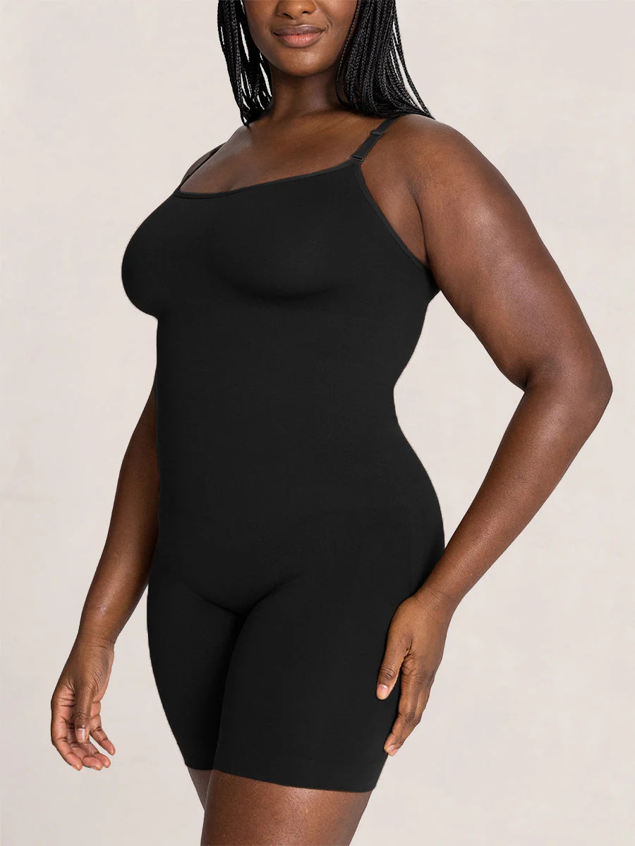 Shapermint Essentials All Day Every Day Scoop Neck Mid-Thigh Bodysuit | Shapermint