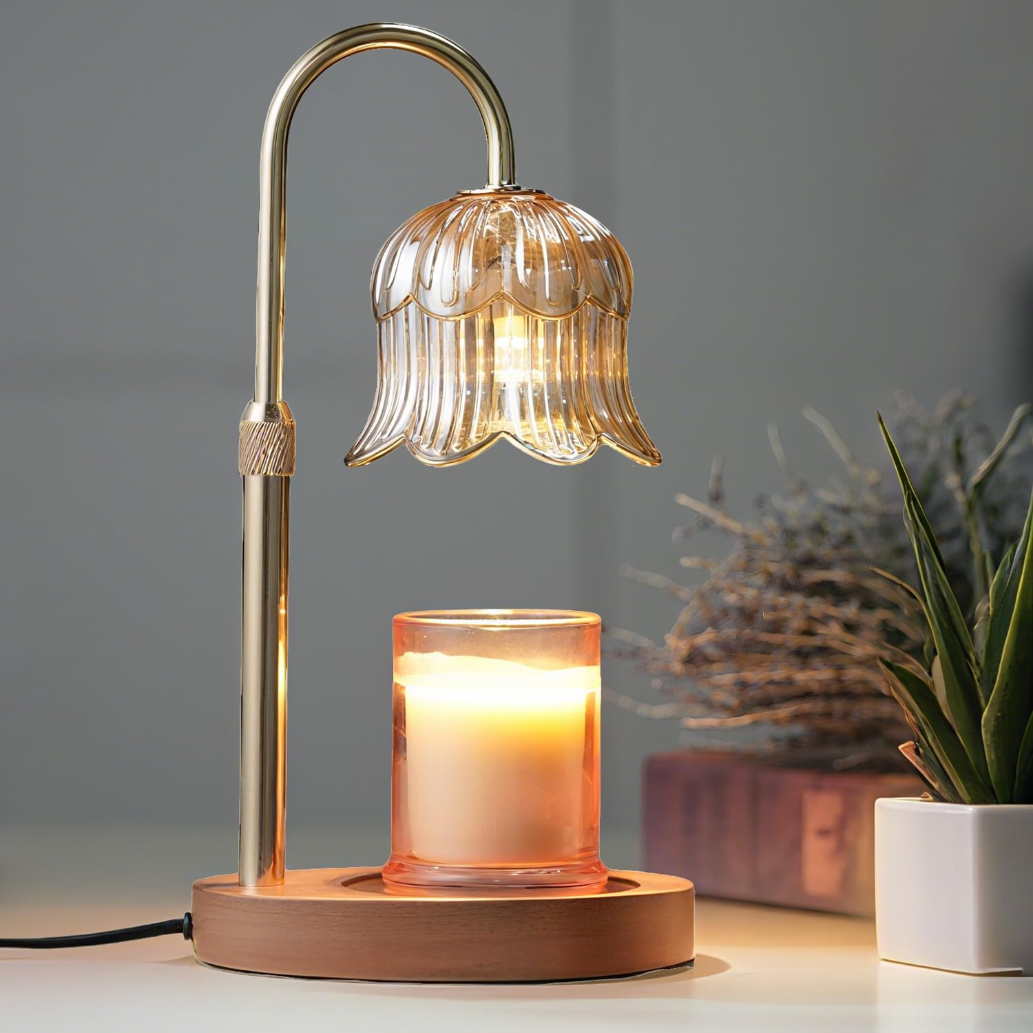 Candle Warmer Lamp with Timer: Adjustable Dimmable Height Adjustable Warming - Flower Shape Wax L... | Amazon (US)