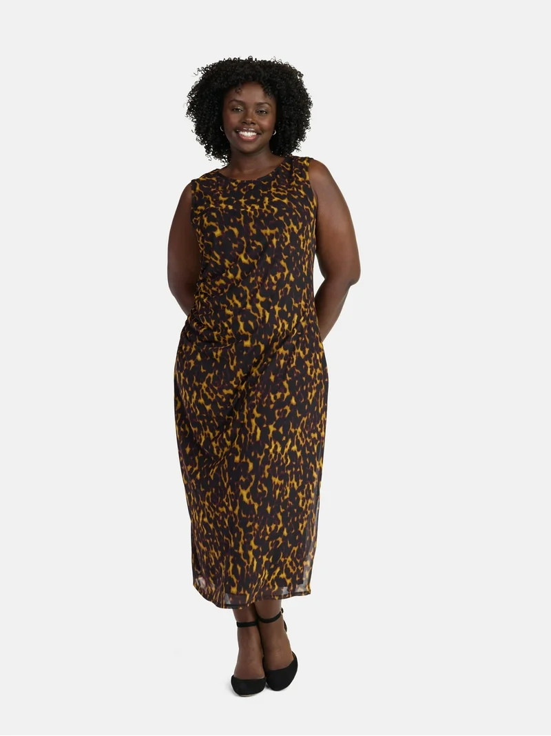 Terra & Sky Women's Plus Draped Column Dress, Sizes 0X-5X | Walmart (US)