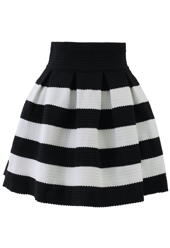 Contrast Strips A-line Skirt | Chicwish