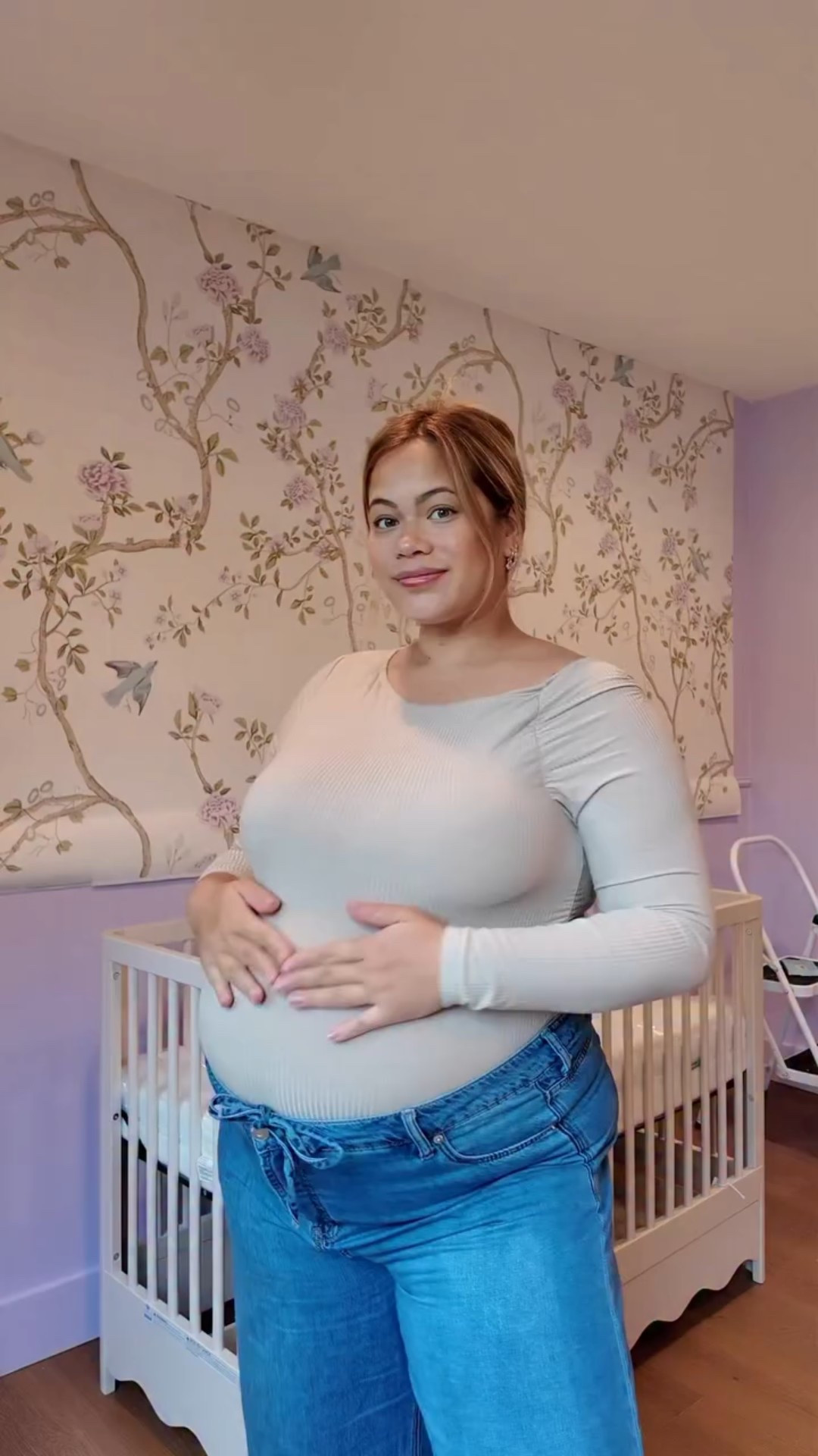 POV: You realize the baby is coming in 18 days and suddenly EVERYTHING matters 😂 

Loving all the fun girl onesies though!

@littlesleepies 
@poshpeanut 
@kytebaby 
@inmyjammers 
@huggies 
@tinykindbaby 
@smallstorybaby 
@magneticme 
@janieandjack 
@noodleandboollc 

Wallpaper: @wallpaperie 
@sherwinwilliams potentially purple 
@storkcraft baby furniture 

Wearing: @klassy @eloquii 

Linking everything on my ShopMy and LTK in bio