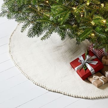 Felt Pom Pom Tree Skirt - White | West Elm (US)