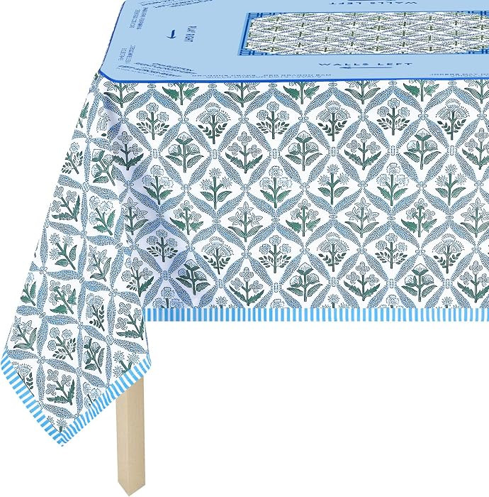 Mahjong Tablecloth 55" x 55" Polyester Blue Block Print Floral Flower Square Instructional Design... | Amazon (US)