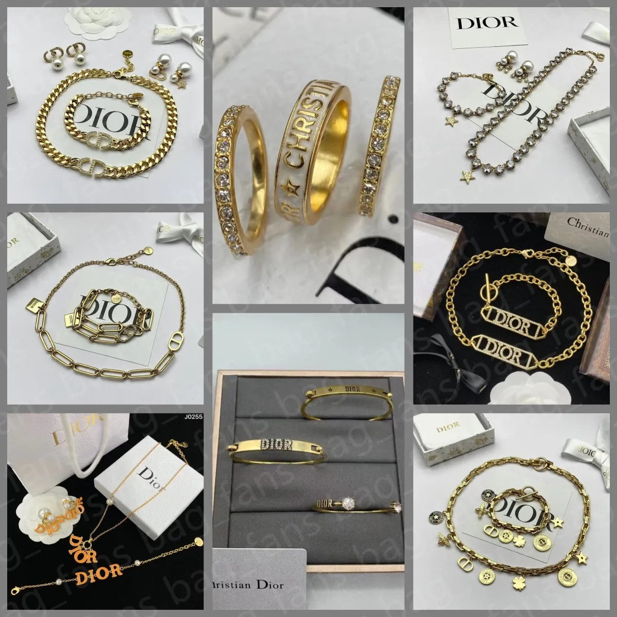 Dupe Di-or Vintage Rings Bracelets Earrings with Diamond Letters Women's Fashion Jewelry Sets wit... | DHGate