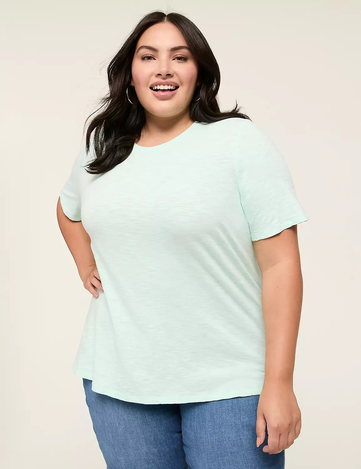 Perfect Sleeve Crew-Neck Wash Tee | Lane Bryant (US)