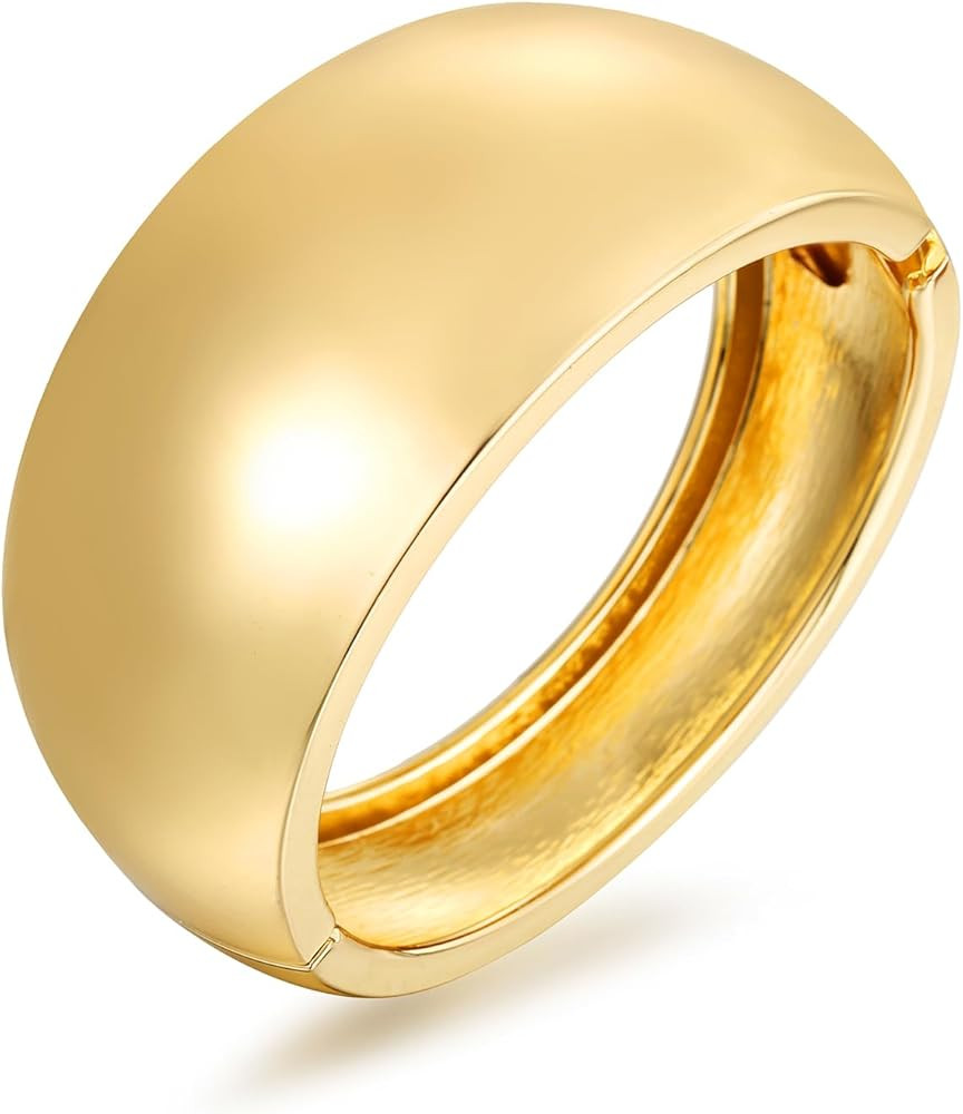 RAUCHBE Chunky Gold/Silver Bangle Bracelets for Women Thick Arm Cuff Bangle Bracelet Wrist Wrap B... | Amazon (US)