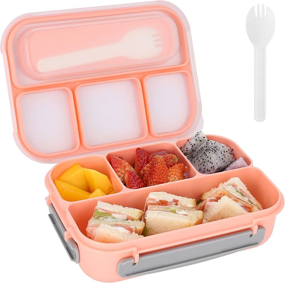 Bento Box Lunch Containers for Adults 5 Cup,Bento Boxes with 4 Compartments &Fork,Leak-proof,Micr... | Amazon (US)