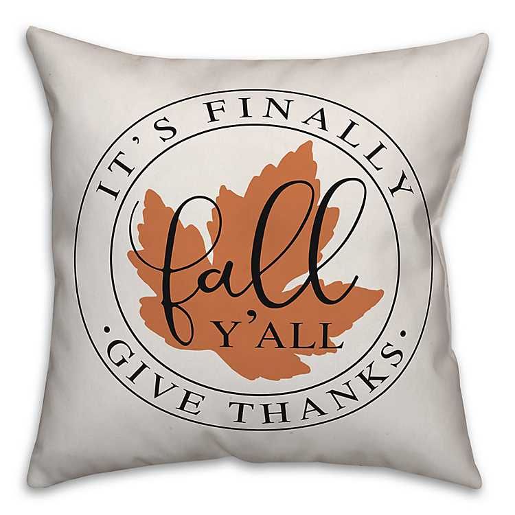 It's Finally Fall Y'all Orange Leaf Pillow | Kirkland's Home