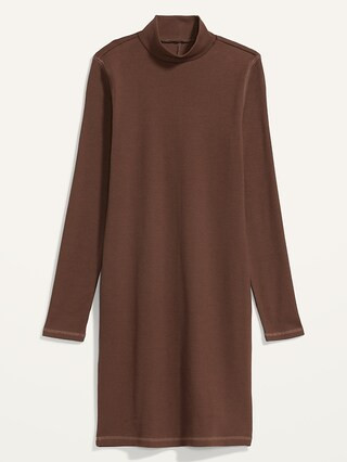 Fitted Rib-Knit Mock-Neck Mini Dress for Women | Old Navy (US)