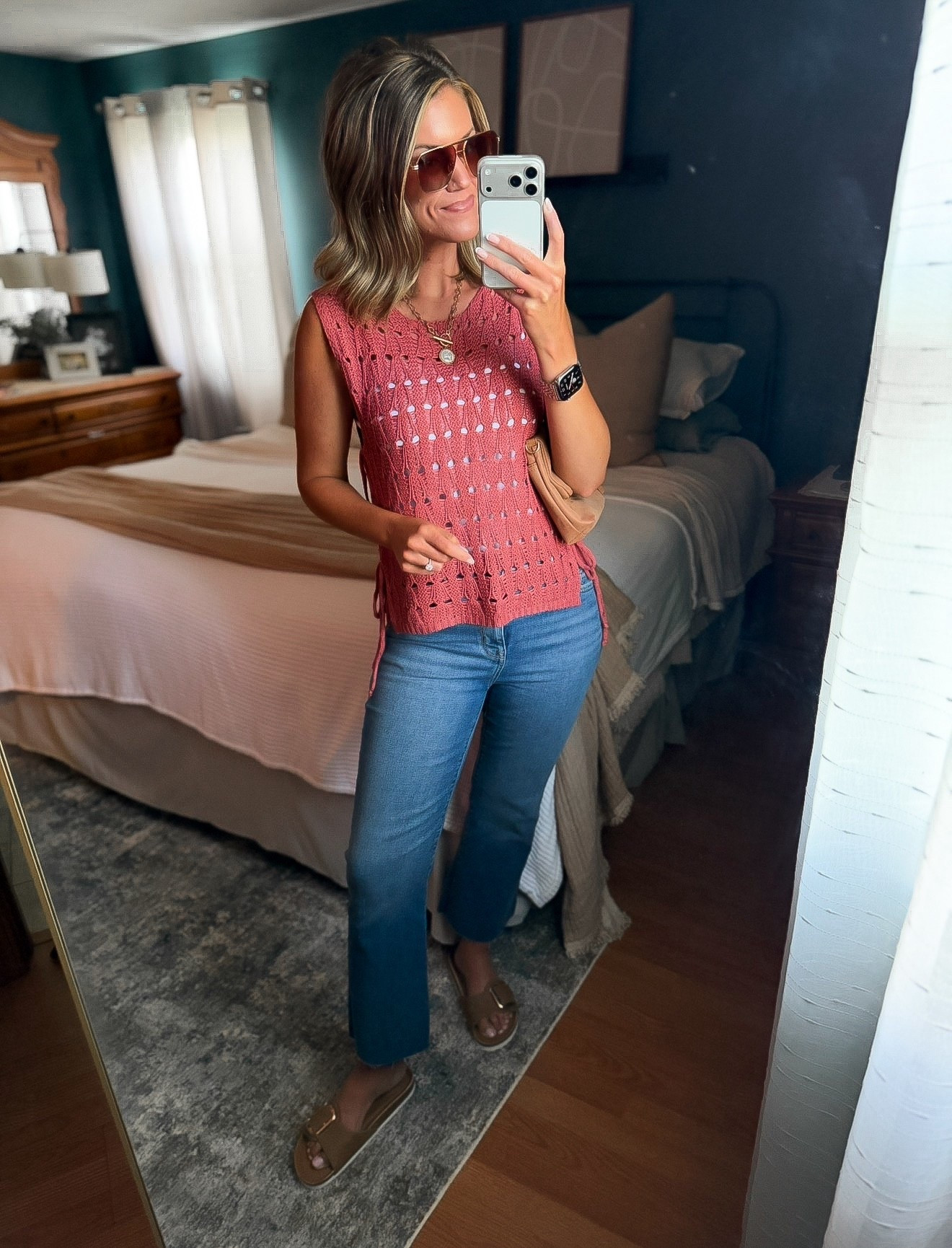 New Amazon top down to just $7.99!! 😮 sizing going fast
Top/small 
Jeans/ 6 (have nice stretch)
Sandals / tts 

#LTKSaleAlert #LTKSeasonal #LTKOver40