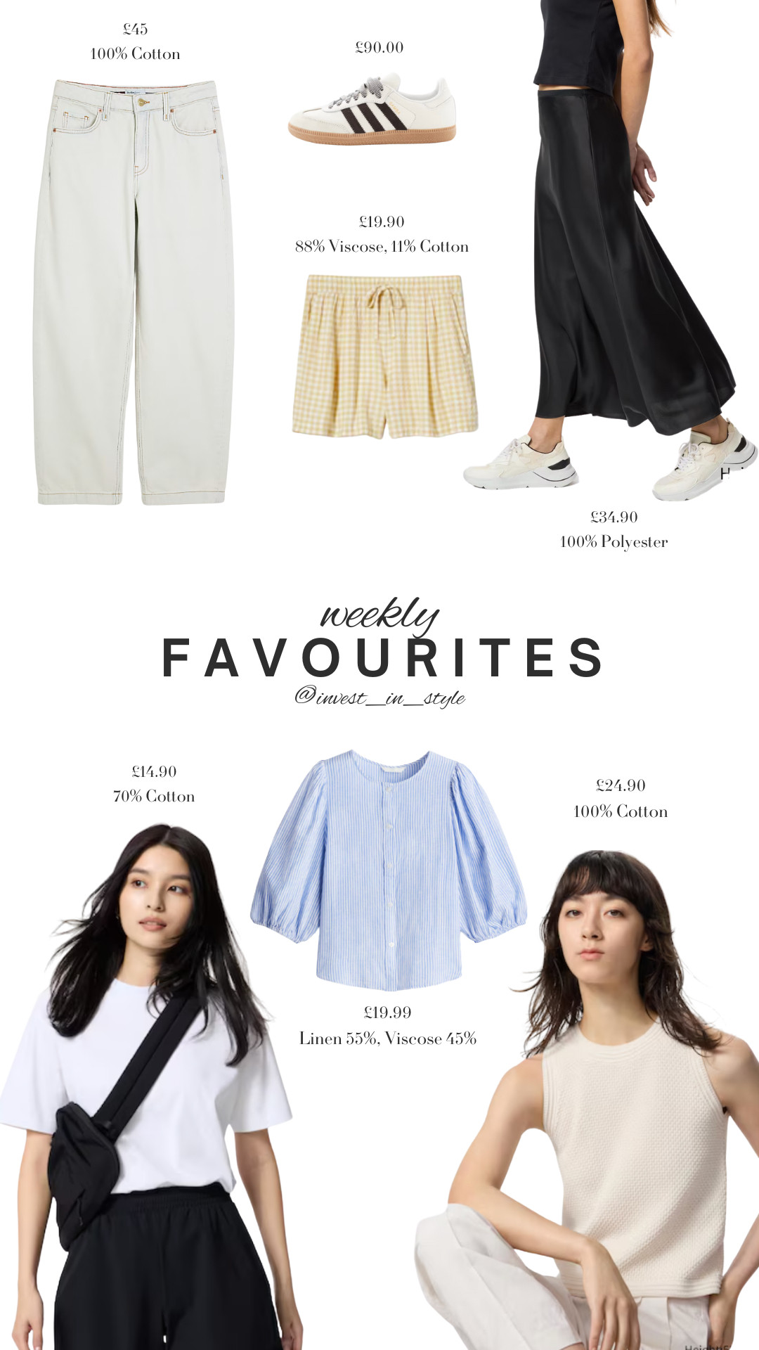 Top Picks that you have been loving this week! 👌🏻

Weekly Favourites, Jeans, Wardrobe Staples, Spring Style, Uniqlo, Puff Sleeve Top, White T-shirt, Spring, LTK2025, Gingham Shorts, Satin Skirt, Adidas Sambas 

#LTKuk #LTKsummer #LTKspring