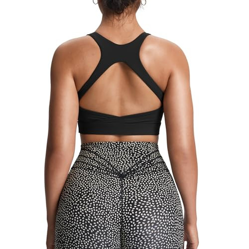 Aoxjox Women's Workout Sports Bras High Impact Fitness Training Gym Khloe Bra Yoga Crop Tank (Black, Medium) | Amazon (US)