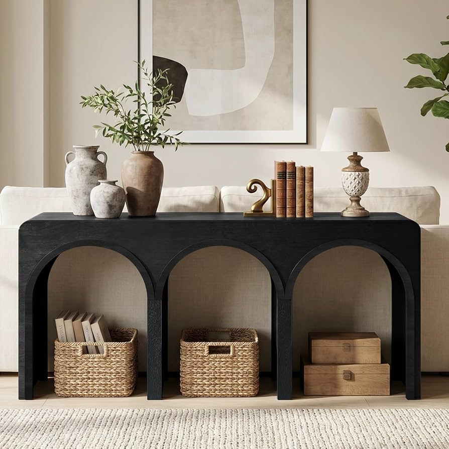 67" Long Arched Console Table, 15.5" Deep Modern Designer Entryway Table, Sculptural Triple Arch ... | Amazon (US)