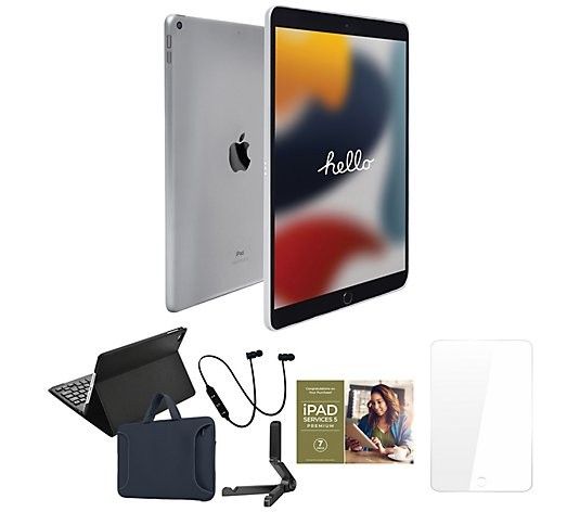 Apple iPad 10.2" Gen 9 64GB WiFi with Voucher and Accessories - QVC.com | QVC