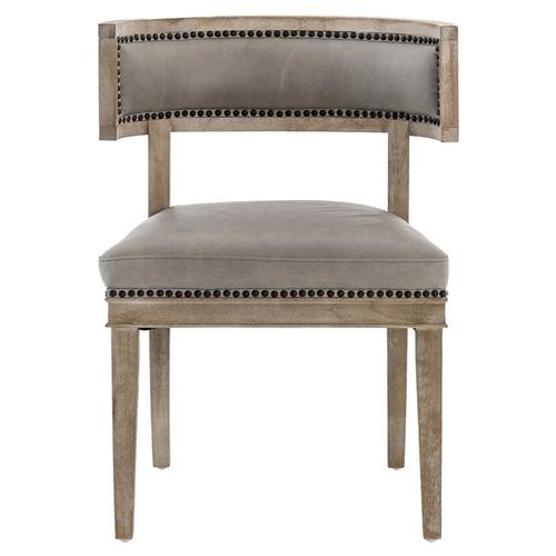 Livingston Modern Classic Curved Back Light Grey Leather Dining Chair | Kathy Kuo Home