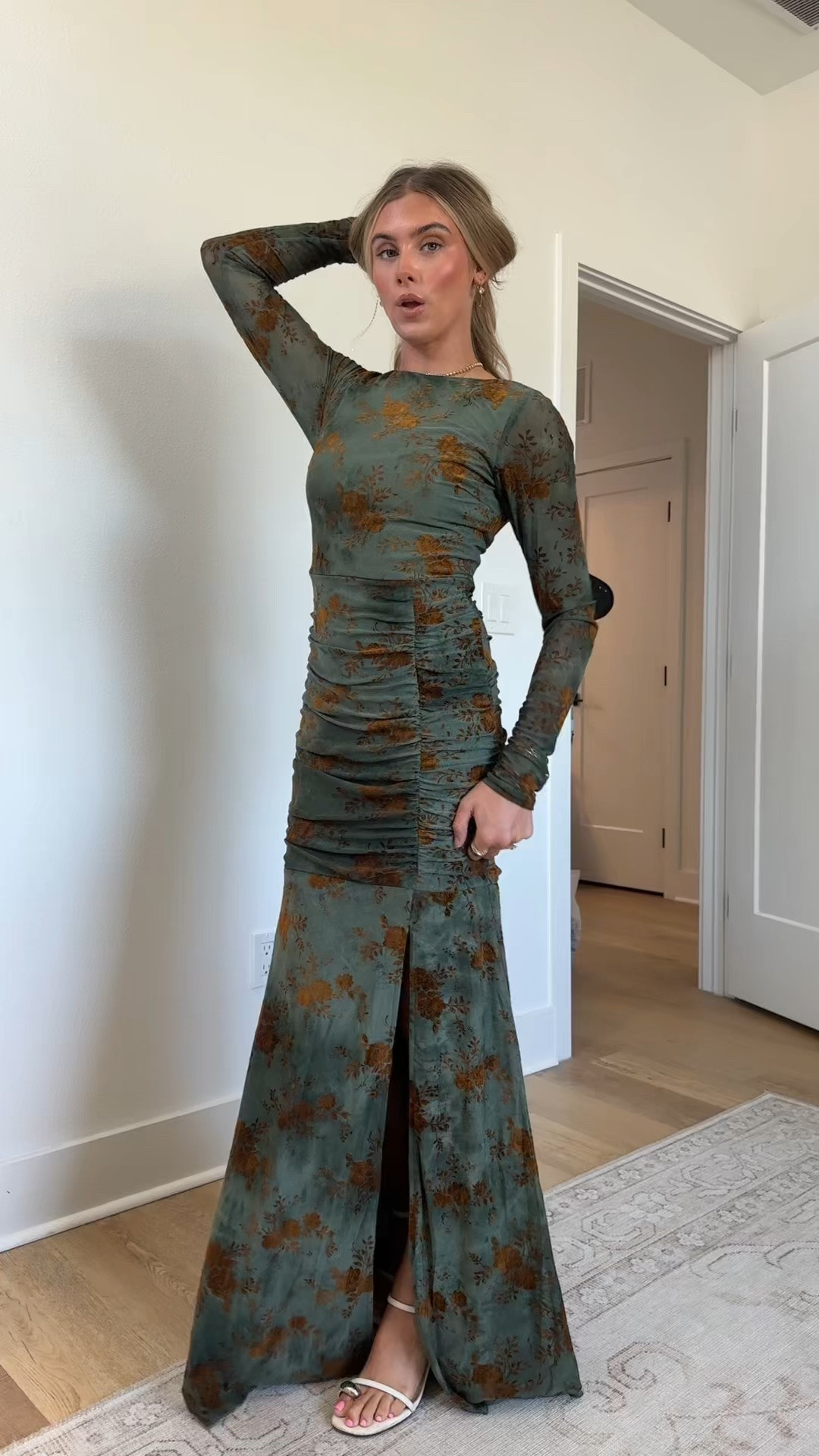 Baltic born code is SLOANE15. The Nocturne Maxi Dress in Green + Copper brings dramatic elegance to special occasion dressing. Designed in soft stretch mesh with velvet burnout detailing, this gown features a sculpted silhouette, flattering ruching, and a graceful mermaid hem that creates beautiful movement with every step.

#LTKootd #LTKWedding #LTKSaleAlert